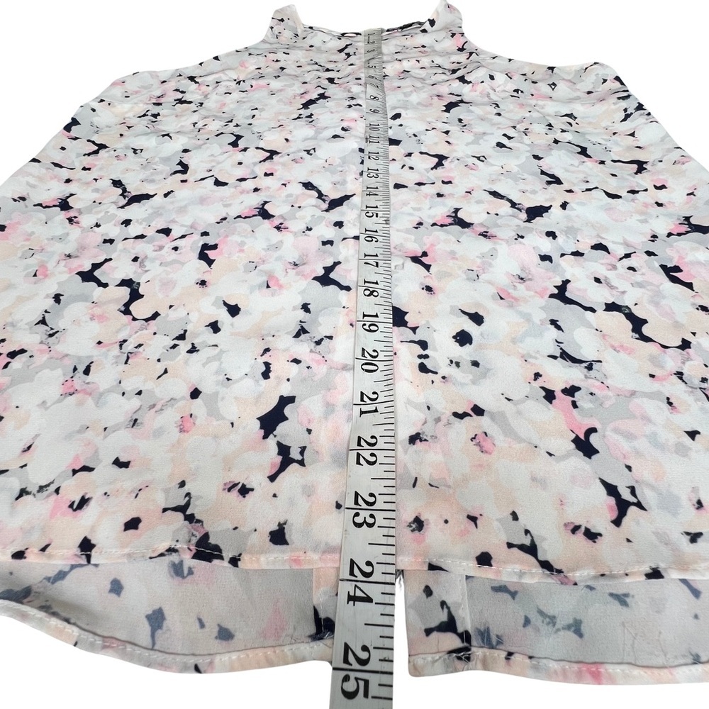 Alice Collection Floral Watercolor Chiffon Sleeveless Blouse White Pink Small S - Picture 8 of 13